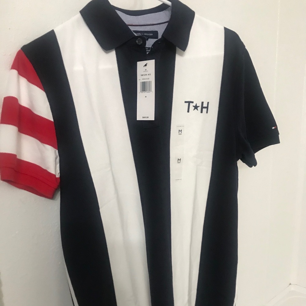 Tommy Hilfiger Red & Blue Stripe Polo  BRAND NEW